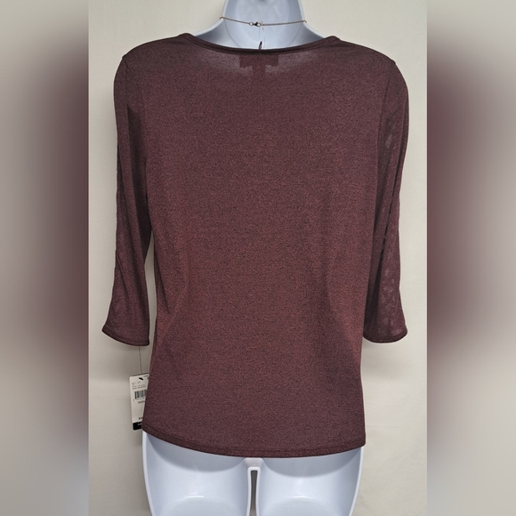 BCX Criss Cross Cut Out Sleeve Mulberry Color Soft & Flowy S New - Picture 3 of 9